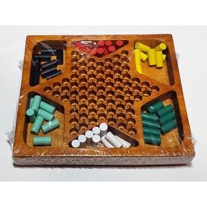 Sealed Wooden Chinese Checkers Game | 5x6 Travel Size | Retro Board Fun**